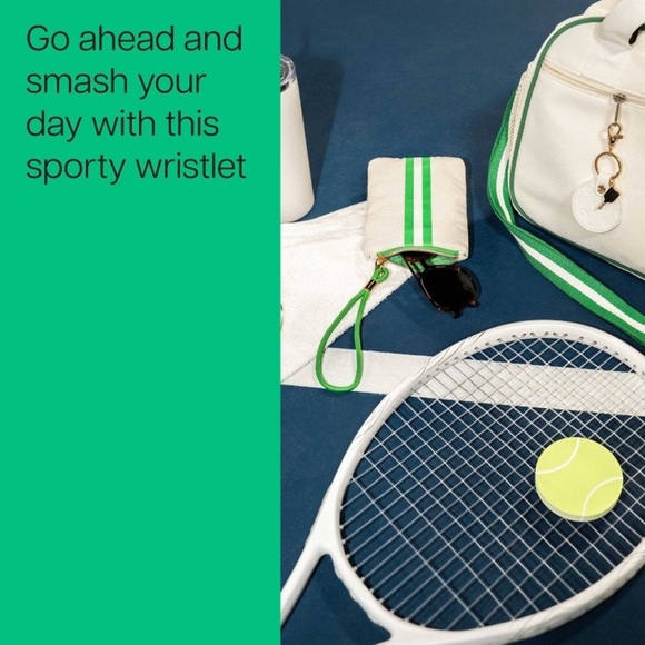 NōTED Green & White Striped Canvas Wristlet - NWT - Picture 2 of 4